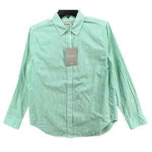 Everlane Shirt Womens XXS Green Button Down Cotton Striped Long Sleeve Classic
